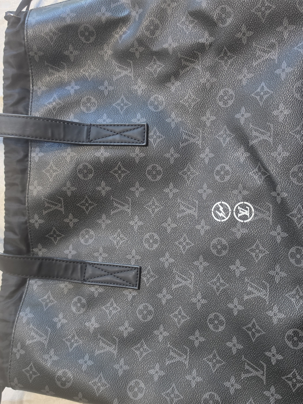 Louis Vuitton Black Monogram Fragment Tokyo Drawstring Tote - Picture 5 of 9